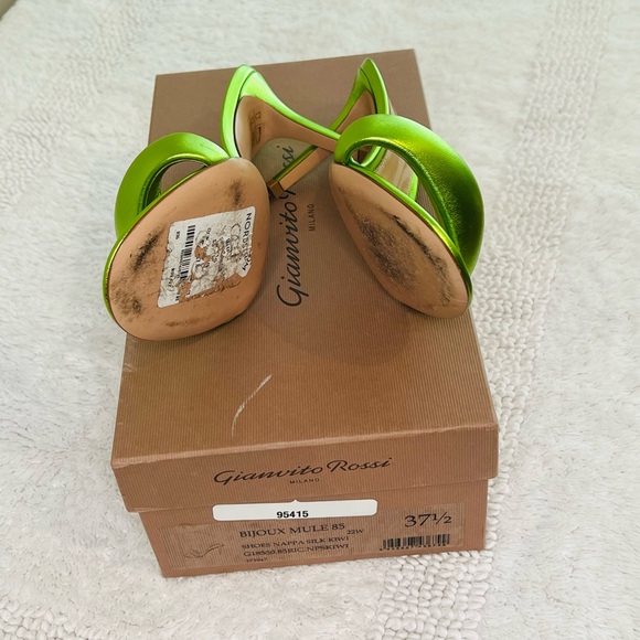 Gianvito Rossi Bijoux Mule 85 Kiwi Green Leather Heels 37.5 - Picture 5 of 8